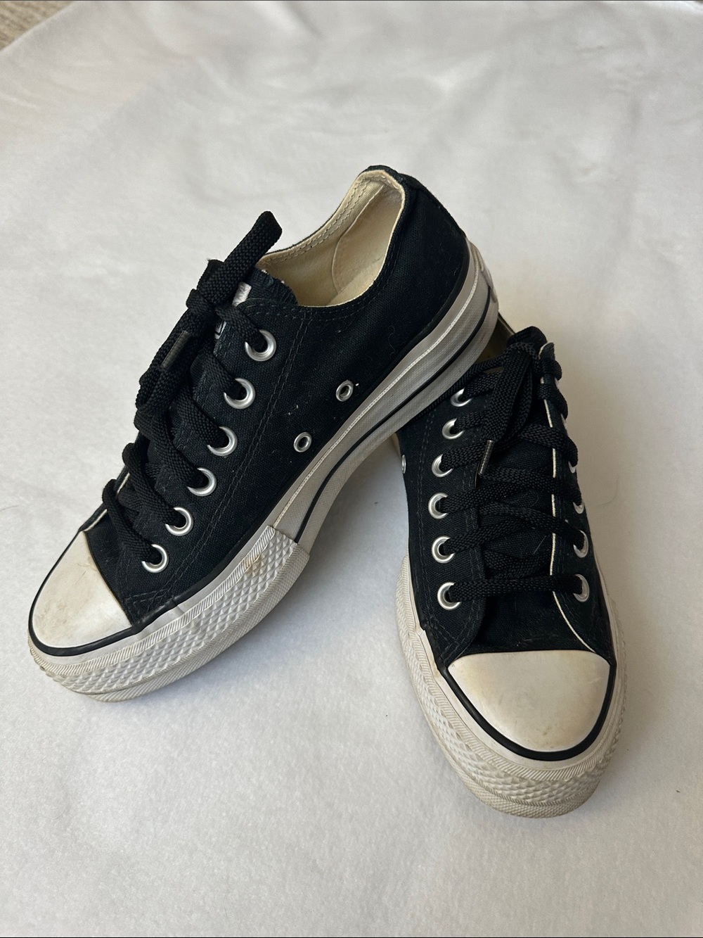 Converse Chuck Taylor All Star Black Canvas Low-Top Sneakers with White Trim